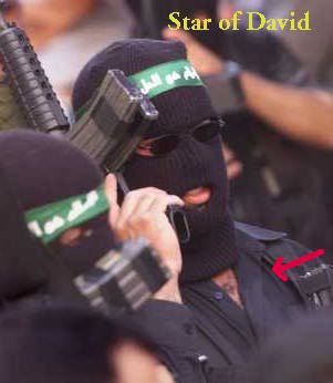 Zionist gunman with fake Hamas customs